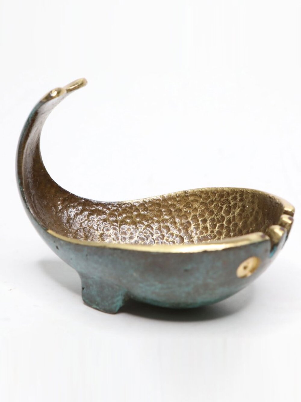 Vintage Pal-Bell Israel Brass Whale Ashtray  MCM Enamel Catchall Maurice Ascalon